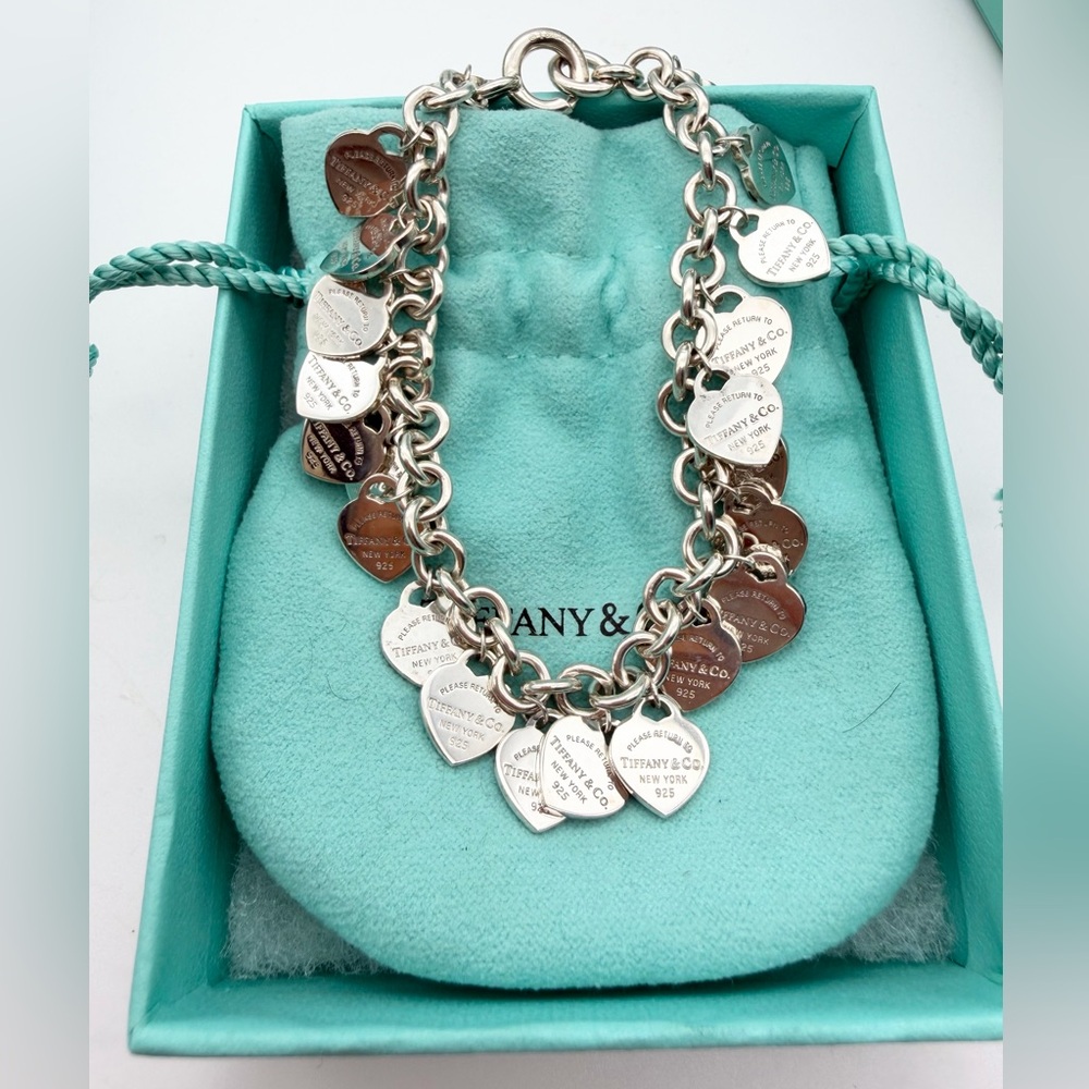 Tiffany & Co 7.5” Approx Multiheart Rtt Bracelet Sterling Silver